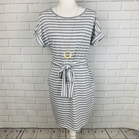 🔥PINSTRIPE DRESS🔥Short Sleeve Casual Wear Dress Small NWT - Picture 2 of 5
